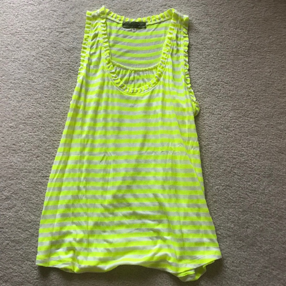 Neon and white striped tank top